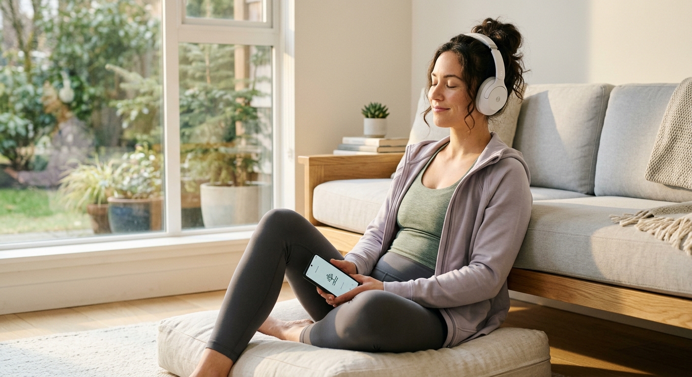 Listening to guided meditation
