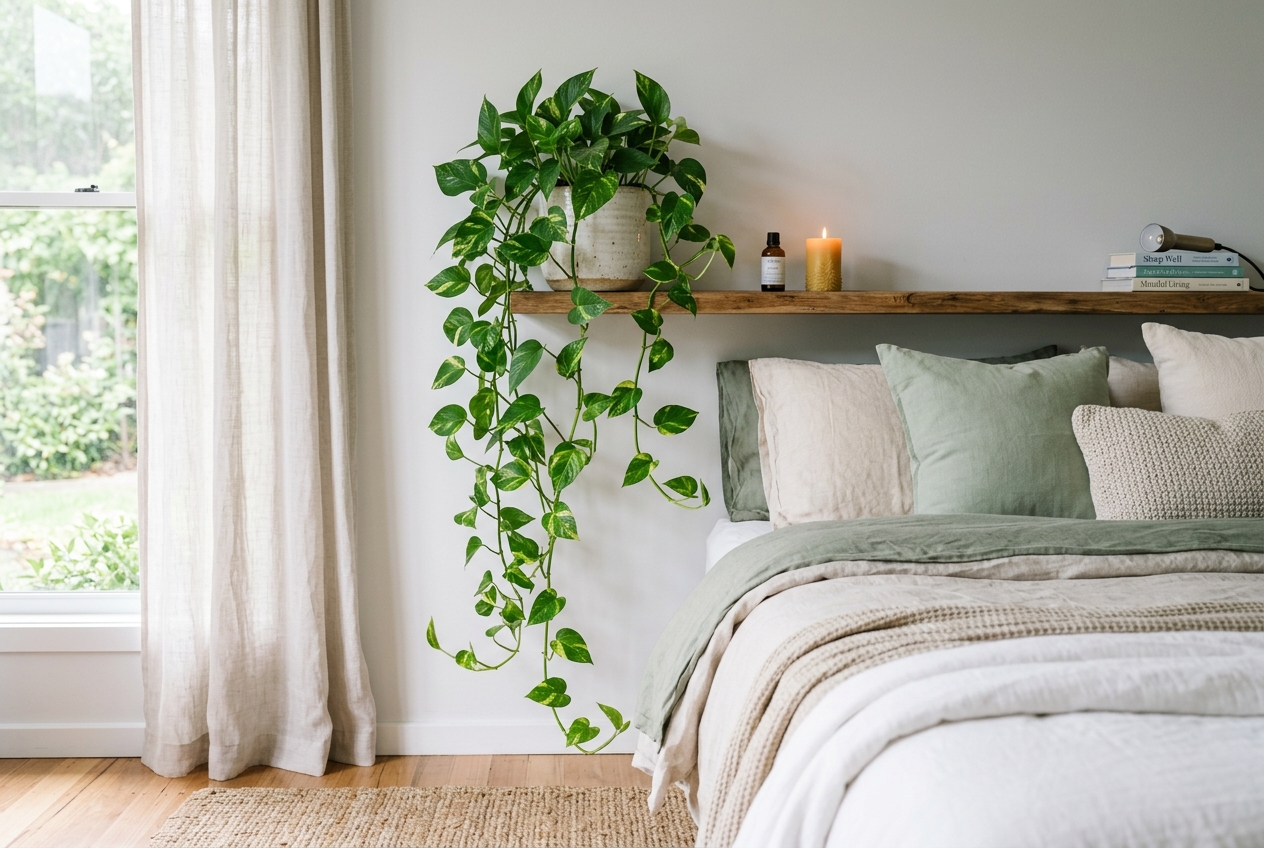 Money plant (Pothos) with trailing vines